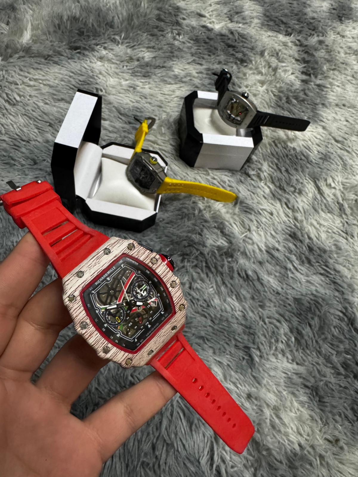 Richard Mille Cronógrafo Caja Blanca Textura Fibra