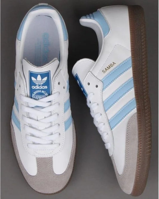 Adidas Samba Blanco/Azul Bebé