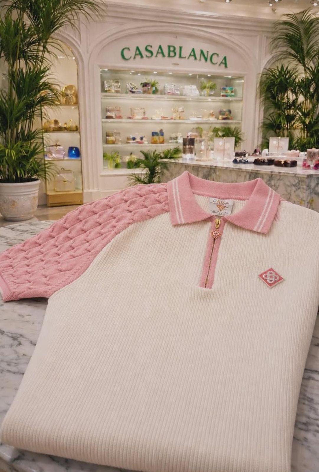 Camiseta Polo Casablanca Blanco Rosa