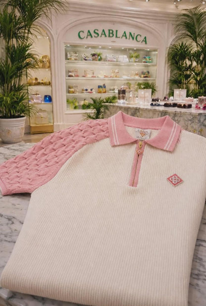 Camiseta Polo Casablanca Blanco Rosa