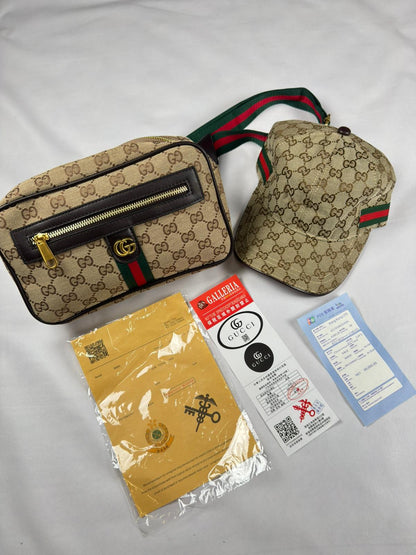 Pack Bolso Cruzado + Gorra  Beige Clásico