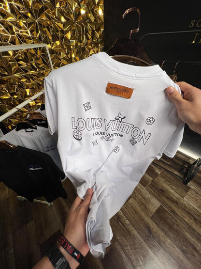 Camiseta Dior CD Logo Graffiti Negro Blanca